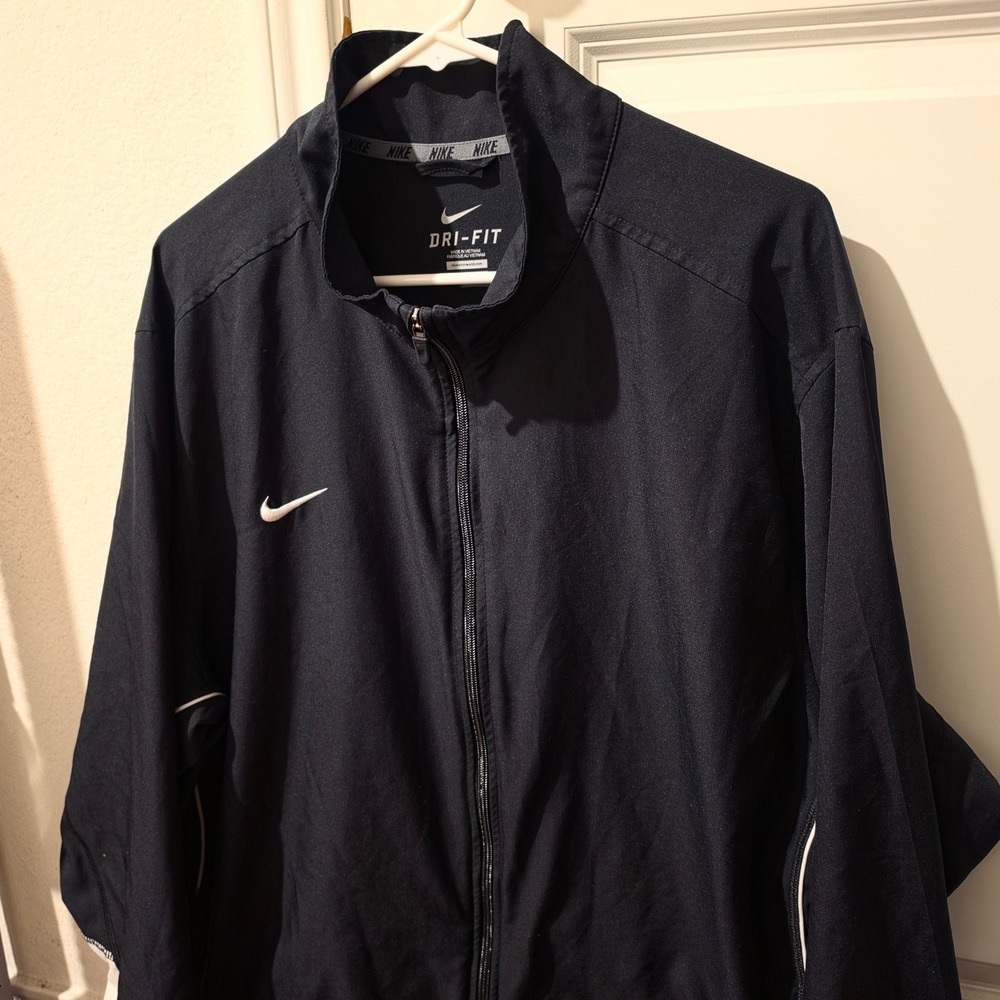 Nike Dri-FIT Mens XXL Black Full Zip Track Jacket Sportswear Training Piping